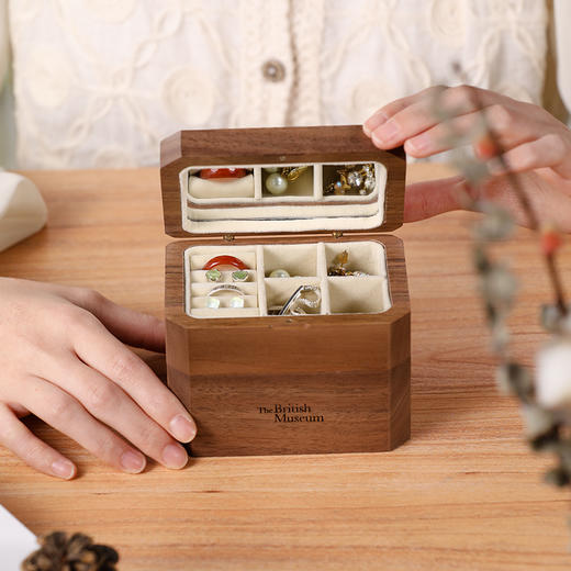 大英博物馆贵族天鹅游戏棋盘系列北美黑胡桃木首饰音乐收纳盒 商品图2