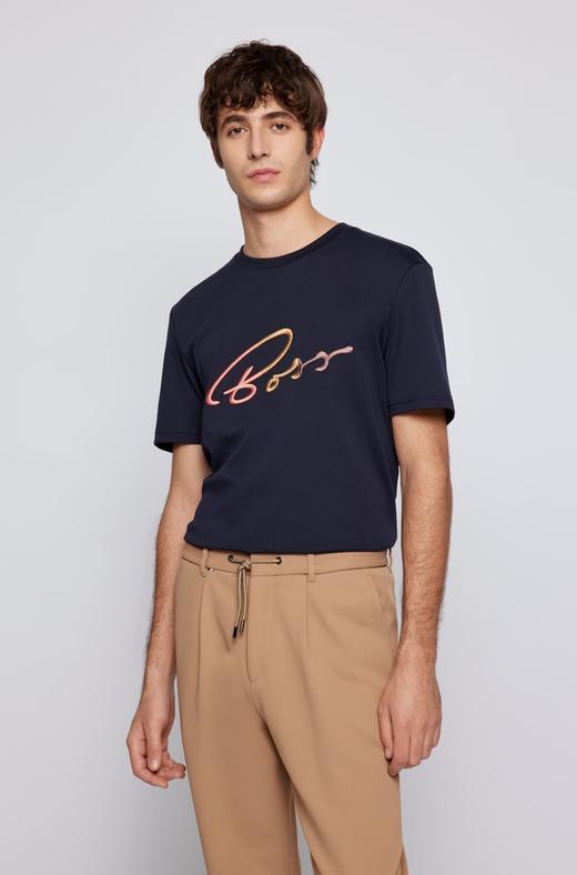 百货世界-HUGOBOSS雨果博斯男士2022春夏新款徽标细节装饰常规版棉毛T恤 商品图1