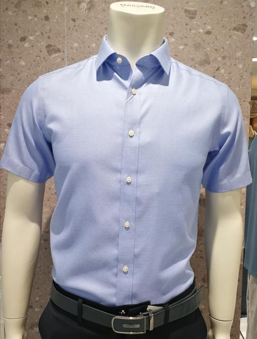 美尔雅男装蓝色暗格纹商务短衬 商品图0