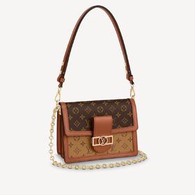 LOUIS VUITTON 路易·威登 女士 DAUPHINE 经典老花链条口盖包 中号手袋 M45958