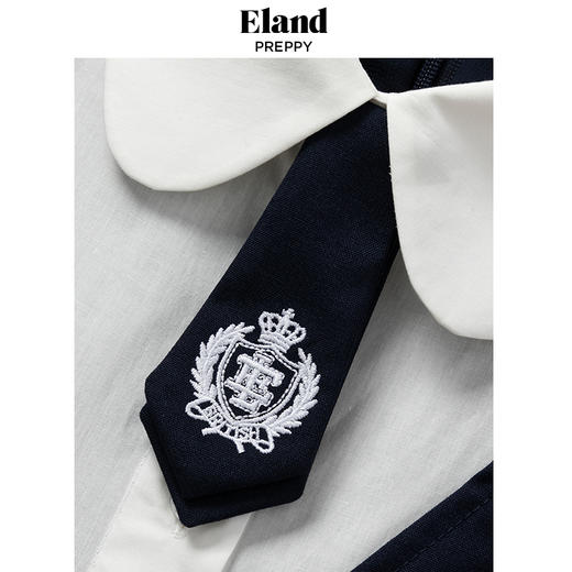 ELAND依恋2022年夏款假二件套领结百褶连衣裙EEOWC25H8M 商品图2
