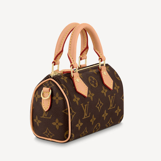 【欧洲专柜直供】LOUIS VUITTON 路易·威登 NanoSpeedv经典老花帆布拼牛皮手提单肩斜挎包 百搭便携通勤女款棕色经典必入款 M81085 商品图1