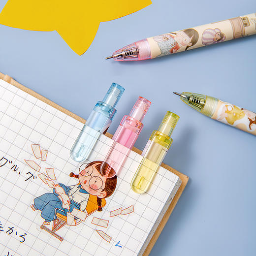 三年二班z麻球云端筑梦按动中性笔05学生考试黑色水笔可爱签字笔