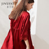 金三塔真丝睡袍女100%桑蚕丝舒适宽松性感蕾丝红色婚庆晨袍浴袍  YSFAA102 商品缩略图1