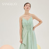 SANGLUO桑蚕丝丝绵豆绿色吊带睡裙长款侘寂风大裙摆家居服睡衣 商品缩略图3