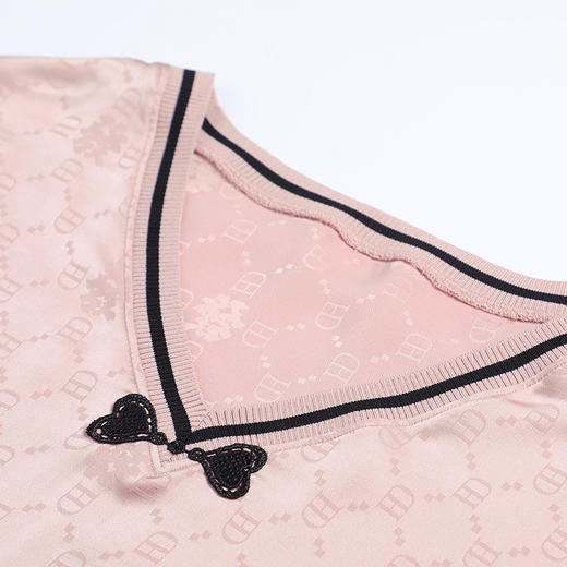 芬狄诗春夏国风印花睡衣女V领色丁薄款家居服套装FL00297 商品图2