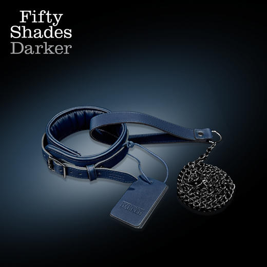 英国50度黑电影道具款限量版皮质颈环及锁链SM另类玩具情趣用品 商品图0