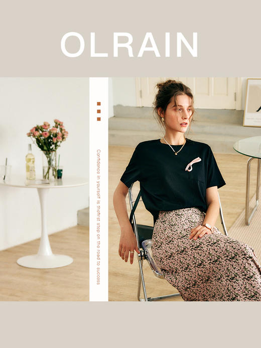 OLrain法式高级穿搭短袖T恤女夏季2022年新款蝴蝶结设计感针织衫 商品图2