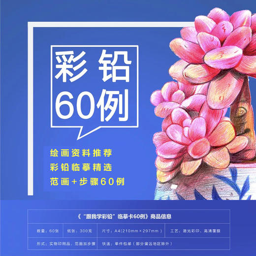 《彩铅临摹卡60例》实物包邮彩铅临摹卡 商品图0