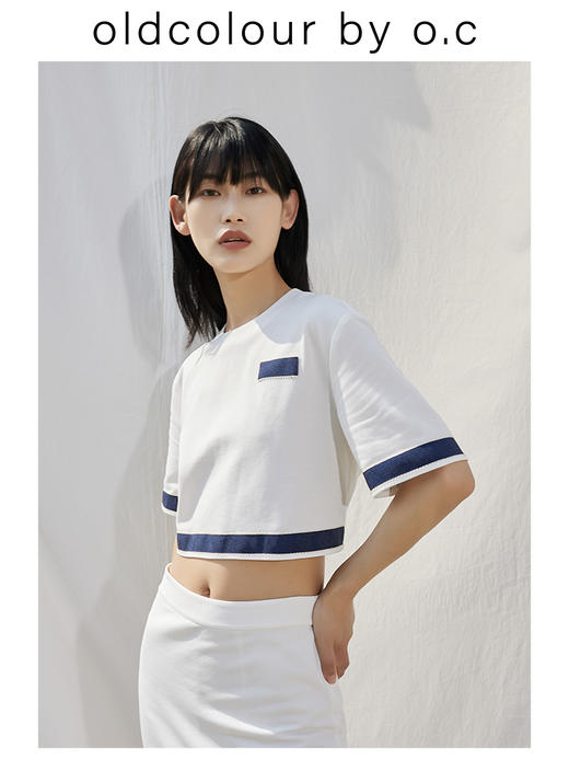 oldcolour【盛夏·胶囊系列】短袖T恤女2022夏季设计感短款简约BO23021126B 商品图3