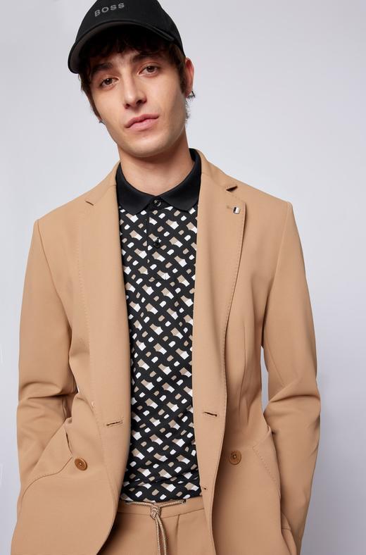 百货世界-HUGOBOSS雨果博斯男士2022春夏款印花设计丝光棉珠地布POLO衫 商品图1