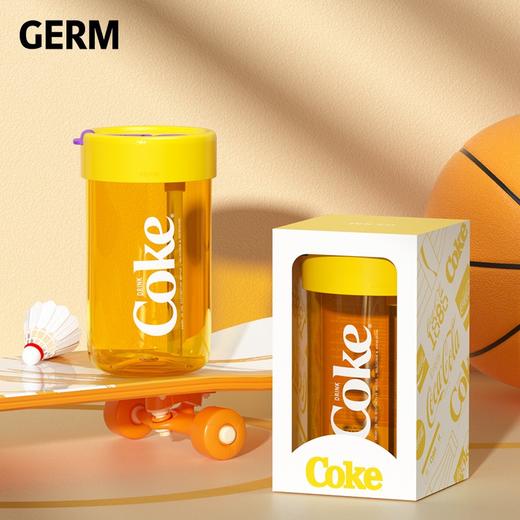 格·沵g·e·r·m&可口可乐联名潮流男女式学生塑料水杯tritan材质大容量吸管杯 日光黄380ml 商品图8