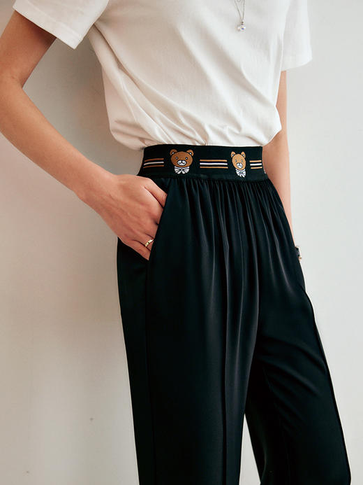 OLrain法式高级穿搭黑色休闲裤女夏2022年新款直筒阔腿设计感裤子 商品图0