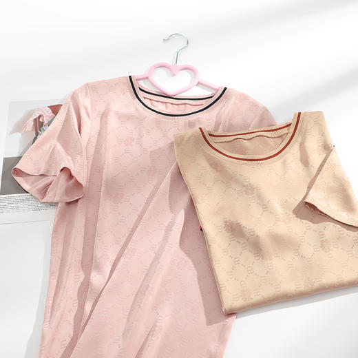 芬狄诗春夏睡衣女圆领薄款休闲家居短裙FL00300 商品图3