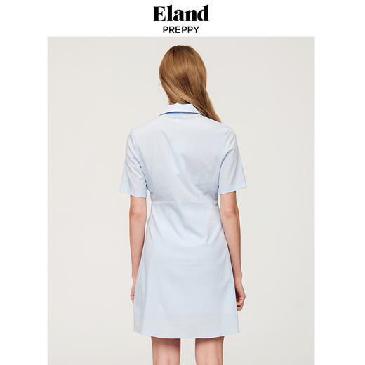 ELAND依恋2022年夏款衬衫领褶皱设计连衣裙EEOWC25N8B 商品图1