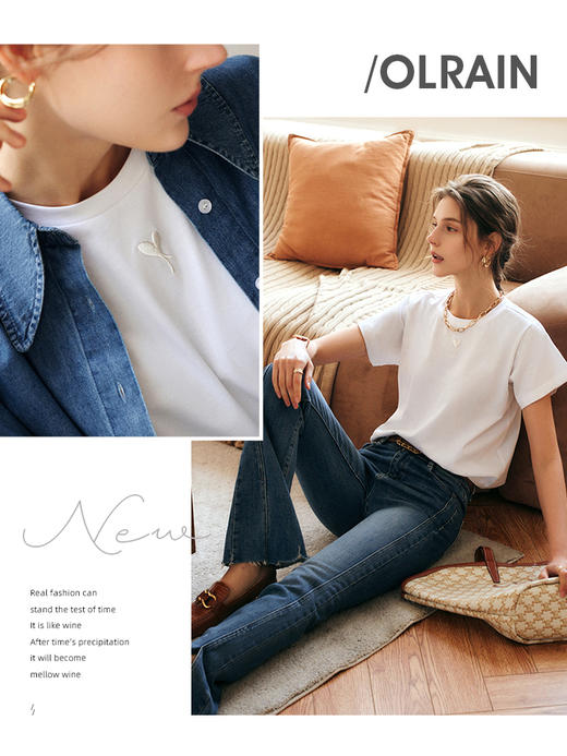 OLrain法式高级穿搭白色短袖t恤女夏季222新款显瘦刺绣打底上衣 商品图2