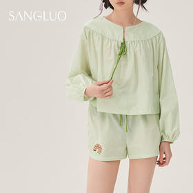 SANGLUO大橘大利桑蚕丝丝棉睡衣套装可外穿家居服