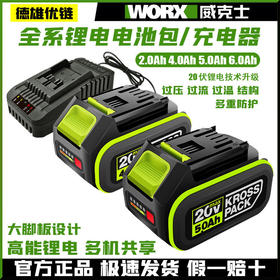 威克士20V电池4.0电动扳手5.0电圆锯6.0锂电池充电器快充双充座充