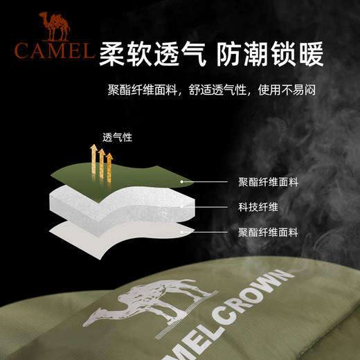 骆驼户外睡袋大人露营四季通用款成人冬季加厚防寒保暖单人睡袋 A1S3H1101 商品图3