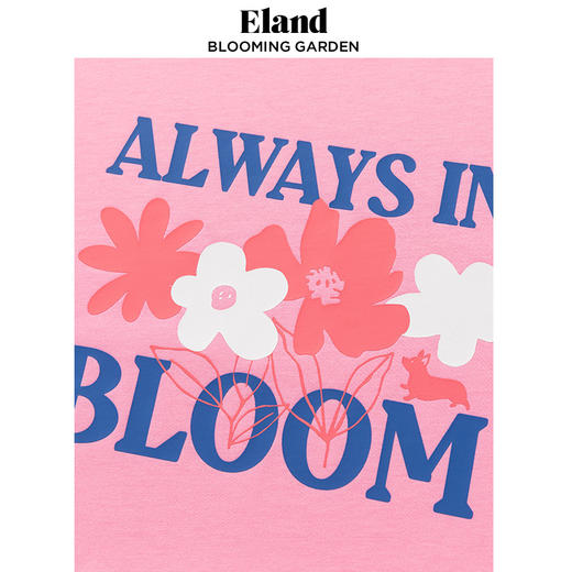 ELAND衣恋2022夏季新款休闲宽松圆领花卉图案T恤EERAC25Q1N 商品图3