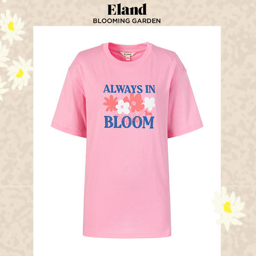 ELAND衣恋2022夏季新款休闲宽松圆领花卉图案T恤EERAC25Q1N 商品图0