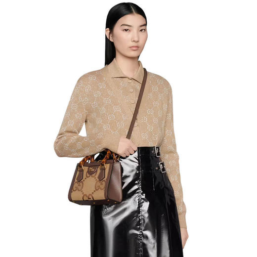 Gucci Diana超级双G图案竹节迷你托特包/单肩包655661UKMFT 商品图1