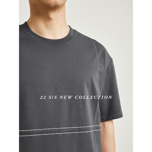 墨麦客男装2022春夏新款明辑线装饰潮流短袖T恤男士上衣70352 商品图2