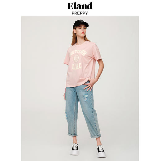 ELAND衣恋22夏时尚字母印花T恤EERAC25N1M 商品图1