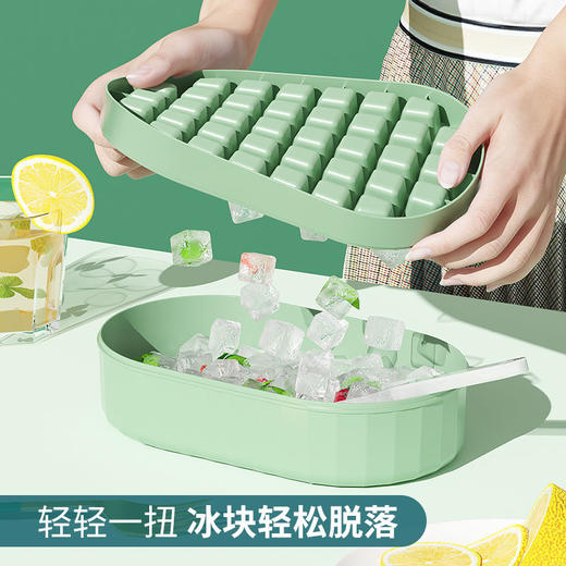 【送冰铲！享受夏日冰凉】食品级硅胶冰格，按压脱模，1秒全脱！大容量储冰硬软胶底，双层冰格模具自制冻冰块器家用储冰盒冰箱速冻带盖 商品图5