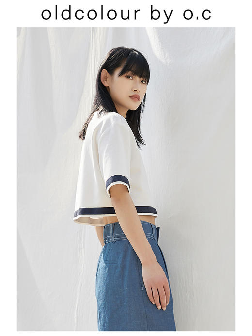 oldcolour【盛夏·胶囊系列】短袖T恤女2022夏季设计感短款简约BO23021126B 商品图2