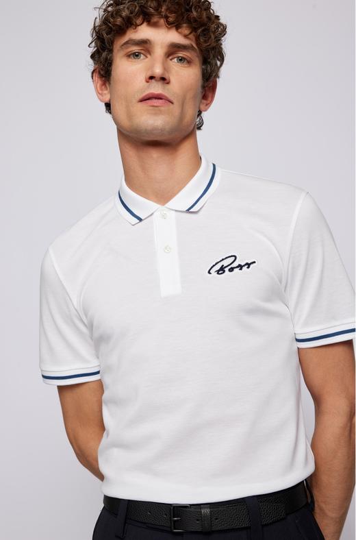 百货世界-HUGOBOSS雨果博斯男士2022春夏新款棉制修身徽标常规短袖POLO衫 商品图1