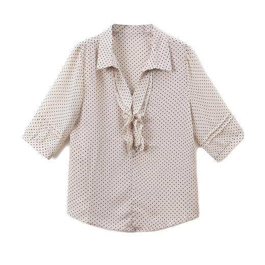 MZ 802135气质通勤修身型波点翻领雪纺衫 商品图4