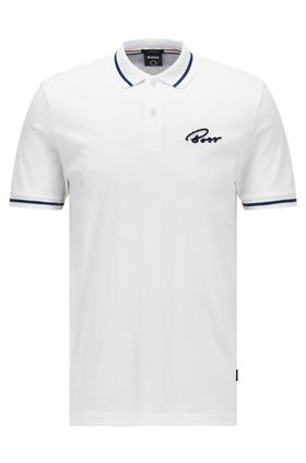 百货世界-HUGOBOSS雨果博斯男士2022春夏新款棉制修身徽标常规短袖POLO衫