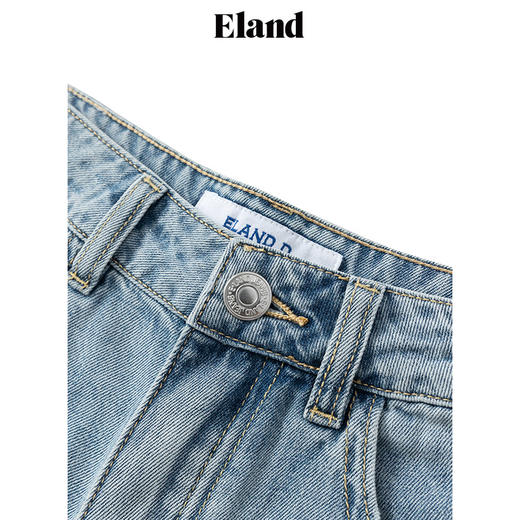 ELAND衣恋2022年夏款纯棉休闲直筒破洞牛仔裤EETJC25H5B 商品图2