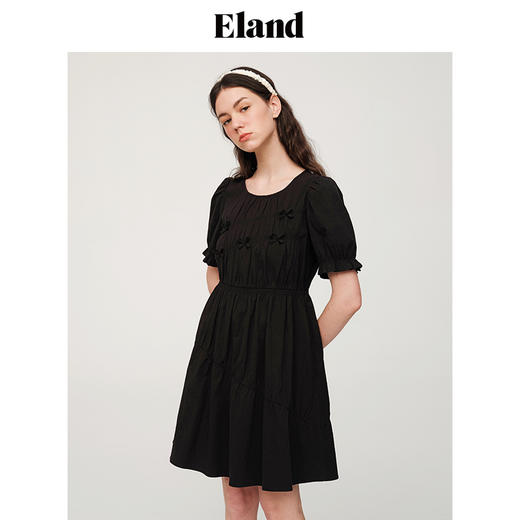 ELAND衣恋2022夏季新款法式初恋甜美泡泡袖少女短袖连衣裙EEOWC25N4M 商品图3
