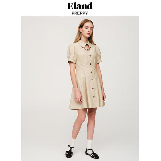 ELAND依恋2022年夏款百搭梭织显瘦衬衣连衣裙EEOWC25N1C 商品图0
