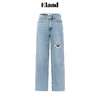 ELAND衣恋2022年夏款纯棉休闲直筒破洞牛仔裤EETJC25H5B 商品缩略图0