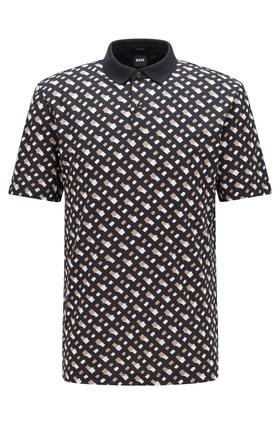 百货世界-HUGOBOSS雨果博斯男士2022春夏款印花设计丝光棉珠地布POLO衫