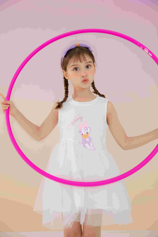 迪士尼童装 儿童连衣裙夏季新款女童网纱背心裙无袖公主裙薄 商品图0