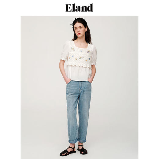 ELAND衣恋2022年春夏季新款休闲嬉皮风牛仔裤长裤女EETJC25H4M 商品图2