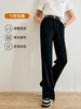 OLrain法式高级穿搭黑色休闲裤女夏2022年新款直筒阔腿设计感裤子 商品缩略图1