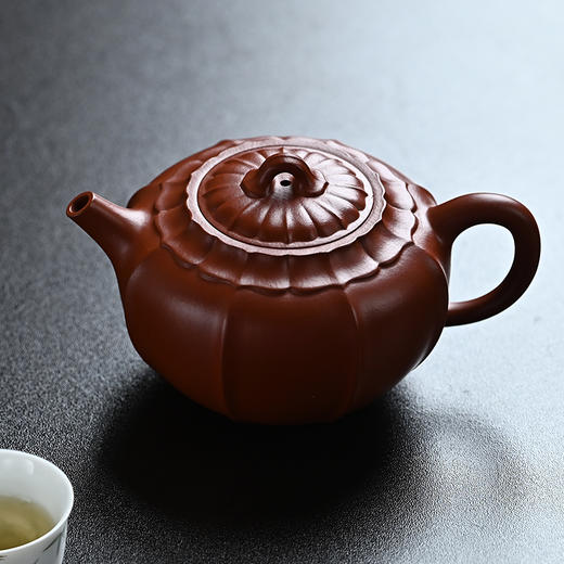 梵匠丨禅墩·唯心 家藏级优质朱泥 宜兴紫砂壶 嵇芳老师全手工制作 260cc 配礼盒证书   商品图7