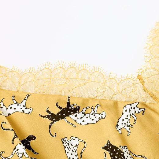 芬狄诗印花冰丝睡衣女薄款深V性感蕾丝吊带睡裙家居服FL00152 商品图3