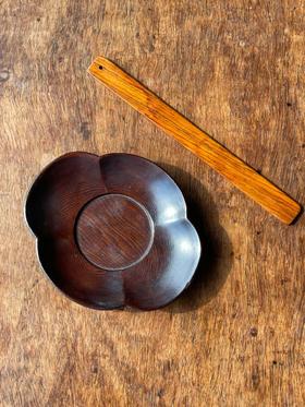 海棠型鸡翅木杯托与黄花梨搅拌棒，顺丰包邮