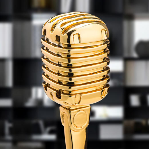 音乐金话筒奖杯定制创意镀金金属奖杯歌唱演讲比赛主持人好声音奖 商品图3