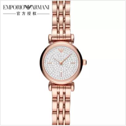Armsni阿玛尼手表简约时尚镶钻小表盘玫瑰金钢带石英女表腕表情人节生日闺蜜礼物AR11266 商品图0