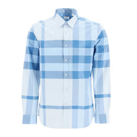 BURBERRY 巴宝莉 男士格纹弹力棉府绸长袖衬衫 8050330 A5244