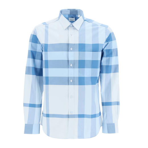 BURBERRY 巴宝莉 男士格纹弹力棉府绸长袖衬衫 8050330 A5244 商品图0
