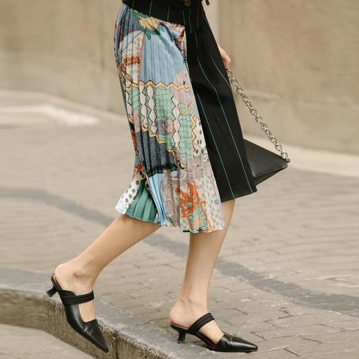 谜底2022夏季新款复古时尚格纹印花半身裙不规划拼接225MB6027 商品图2