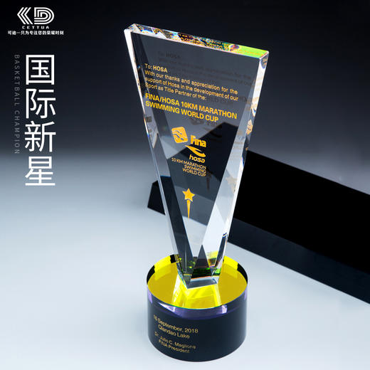 水晶奖杯定制奖牌创意授权牌企业定做员工比赛五角星制作刻字 商品图0